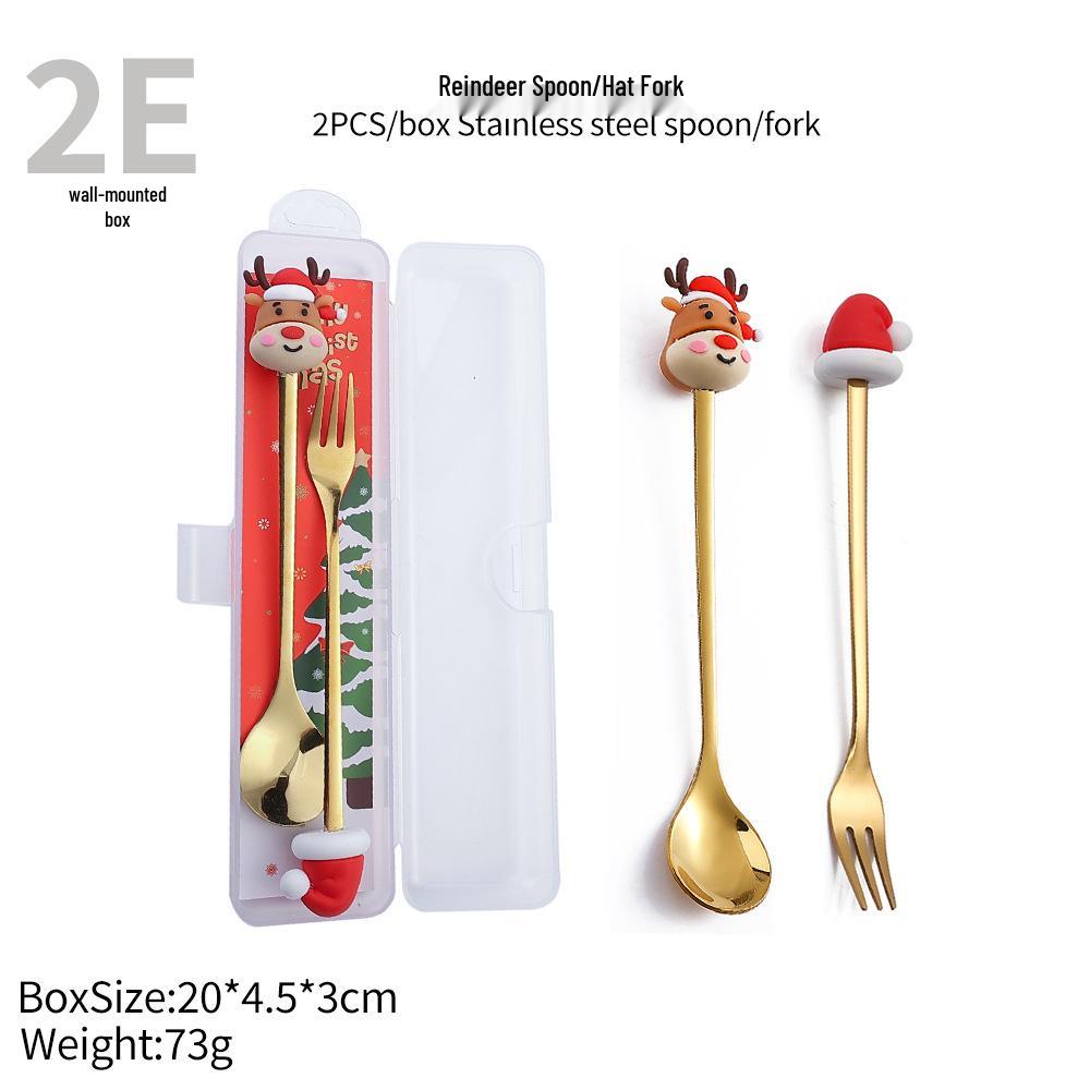 Christmas Tree Spoon & Fork Set – Santa Claus Holiday Gift