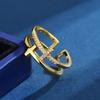 Ethnic Style Adjustable Hip Hop Women's Cross Ring with Cubic Zirconia