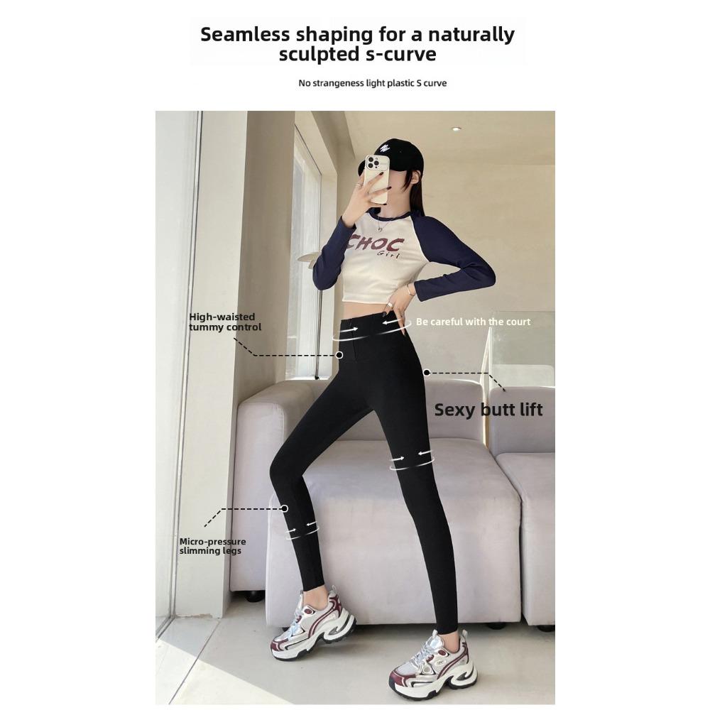 Women Zipper Tummy Control Shark Pants, Fleece Lined High Waist Butt Lifting Skinny Leggings for Autumn Winter Outdoor Wear