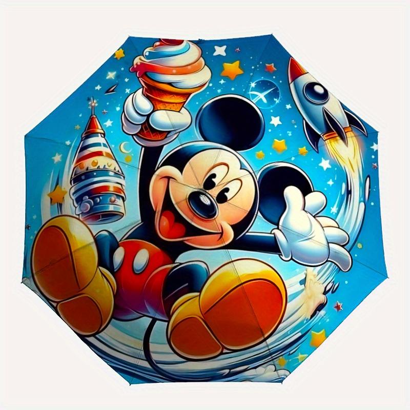 1pc Mickey Mouse Automatic Umbrella - Cartoon Design, Lightweight & Portable, Travel Umbrella, Durable Canopy a0820031