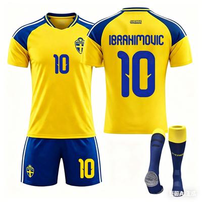 World Cup Sweden Home Jersey No. 10 Ibrahimovic Short-Sleeved Football Jersey, Men