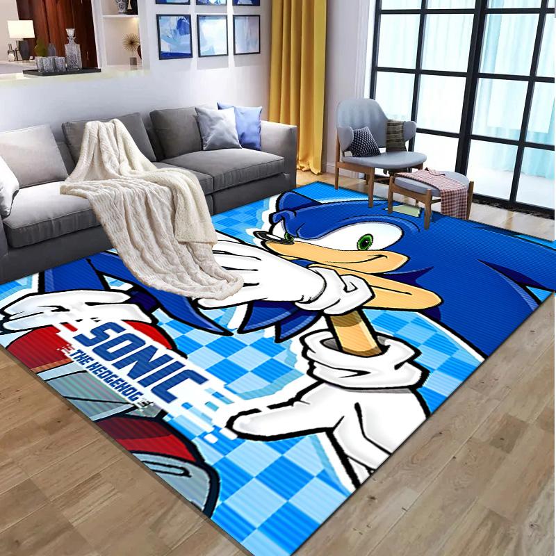 Sonic Pattern Rug, Indoor/Outdoor Mat, for Picnic, Gameroom, Bedroom, Office, Living Room, Home Decor Carpet, Birthday Gift