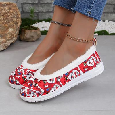 Christmas Present Winter Shoes Women Warm Cotton Shoes Casual Flat Non-Slip Slippers Female Light Warm Plush Footwear Sneakers