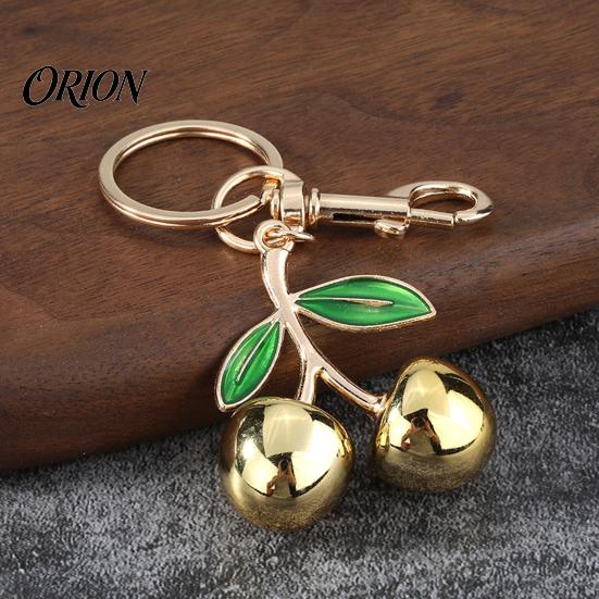 Women Purse Charms Double Cherry Keychain for Women, Golden Plated Alloy Car Key Ring, Decorative Charm Pendant Handbags Backpacks Purses Aesthetic