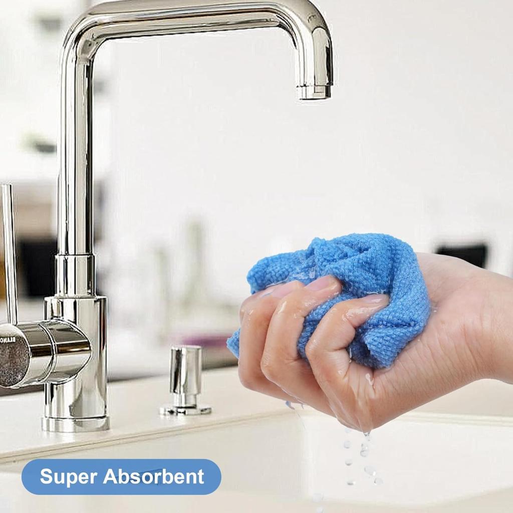 50 Pack Microfiber Cleaning Towels Roll, Tear-Away Reusable Rags, Ultra Absorbent Washable Cleaning Supplies