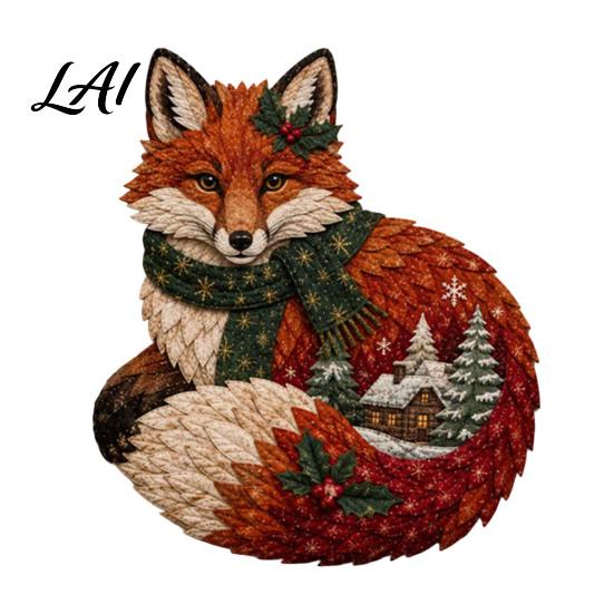 Christmas Patchwork Kit Fabric DIY Kit Adult Sewing Handcrafted Set with Art Pre-Cut Squares Holiday Animals Craft for Beginners Crafting