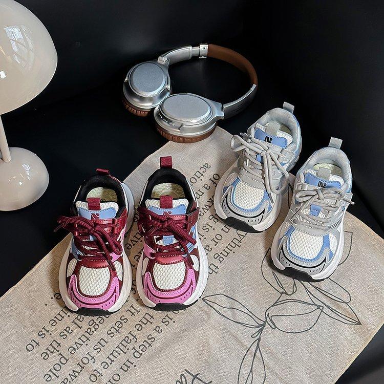 Leather Girls Shoes Dad Shoes 2025 Spring New Korean Version Versatile Boys Sports Shoes Mesh Breathable Casual Shoes