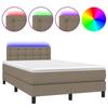 Exclusive House - Slatted Bed Base Mattress and LED Taupe 120x190 Cm Fabric