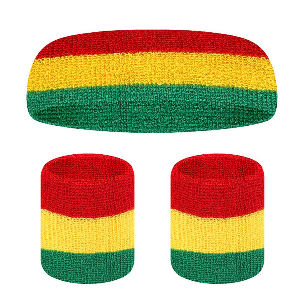 High-Quality 3Pcs High-Quality Rainbow High-Quality Color High-Quality Stripe High-Quality Sweatband High-Quality Head High-Quality Wrist