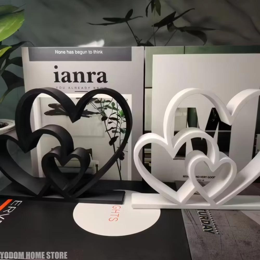 Heart-to-Heart Statue - Black & White Love Ornament, Desk & Bookshelf Decor, Valentine’s Gift, Home Decoration