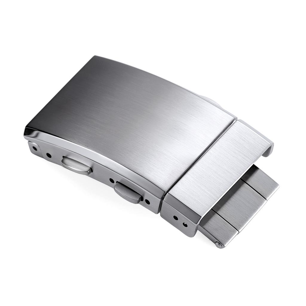 Luxury 316L Solid Stainless Steel Watch Clasp 18/20/22mm Extendable Adjustable Folding Watch Buckle Premium Metal Silver Button