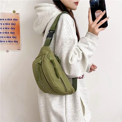 Casual and Fashionable Women's Shoulder Crossbody Small Fanny Pack Embroidered Letter Breast Bag, Versatile Personality, Simple and New Trend