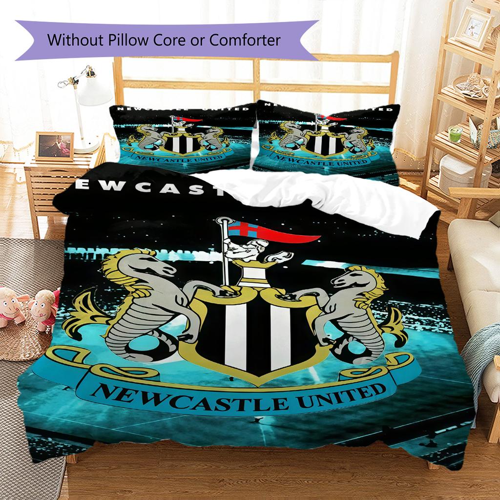 Newcastle United Patronen Beddengoed Set Dekbedovertrek Kussensloop Woondecoratie Cadeau (1 dekbedovertrek + 2 kussenslopen, zonder binnenkussen)