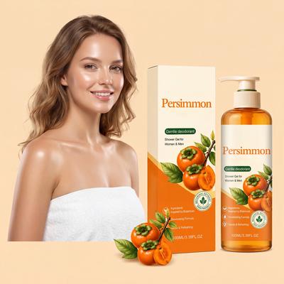 Gel de Ducha Desodorante Suave de Caqui para Mujeres y Hombres con Fórmula Refrescante Ingredientes de Origen Vegetal Botella con Bomba de 1000 ml