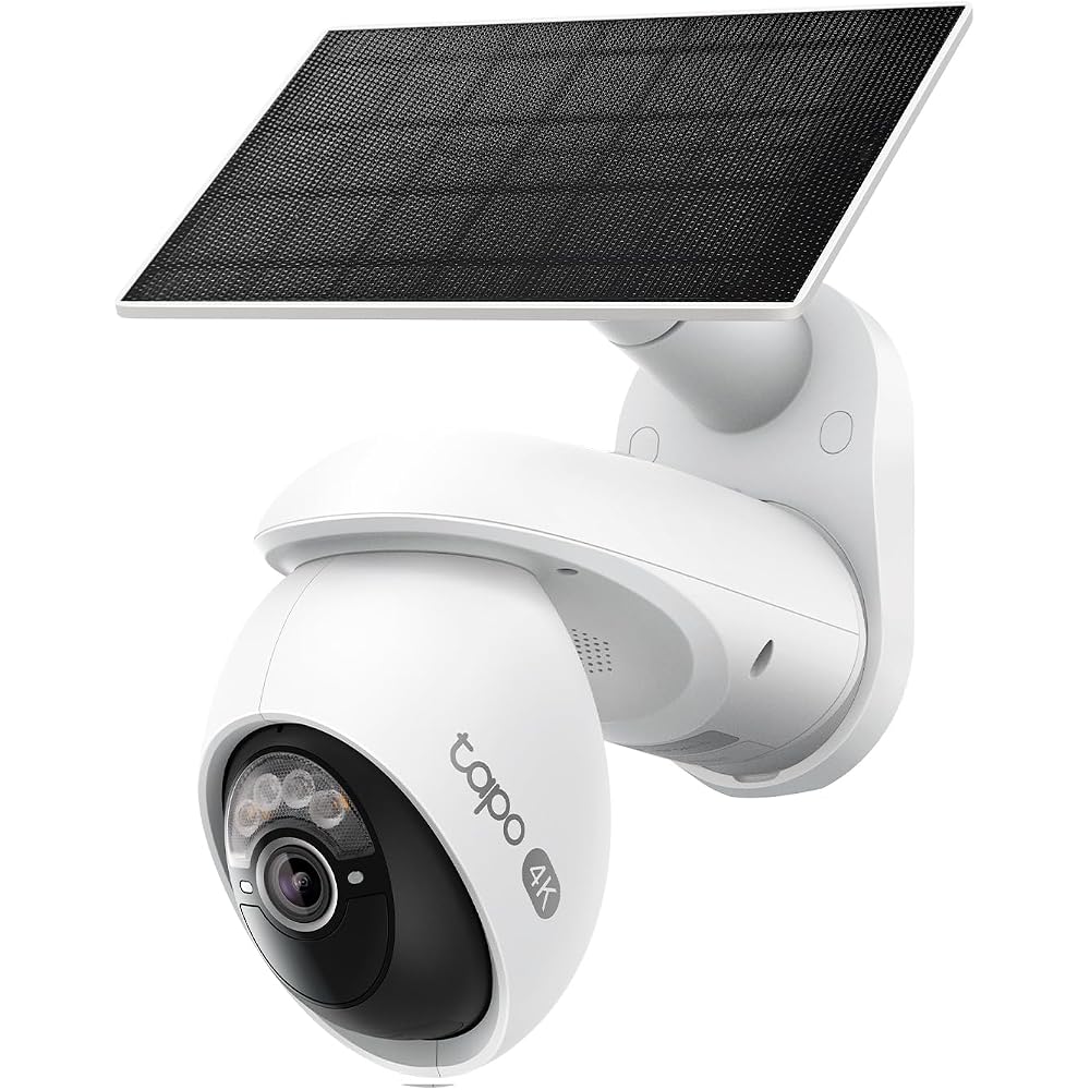 TP-Link Tapo Security Camera, Pet Camera, Outdoor Solar-Powered Surveillance Camera, Monitoring Camera, Smartphone Compatible, Wi-Fi, 4K 8MP, Pan/Tilt