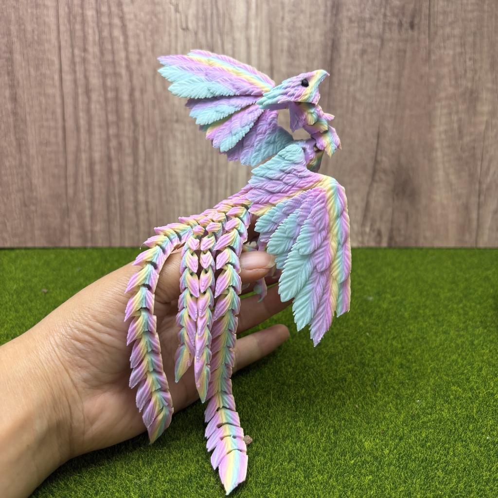 3D Printing Candy-Colour Phoenix Toy Flexible Joints Movable Wing Can Be Unfolded Desktop Small Ornament Decor Toy Birthday Gift