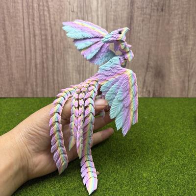 3D Printing Candy-Colour Phoenix Toy Flexible Joints Movable Wing Can Be Unfolded Desktop Small Ornament Decor Toy Birthday Gift