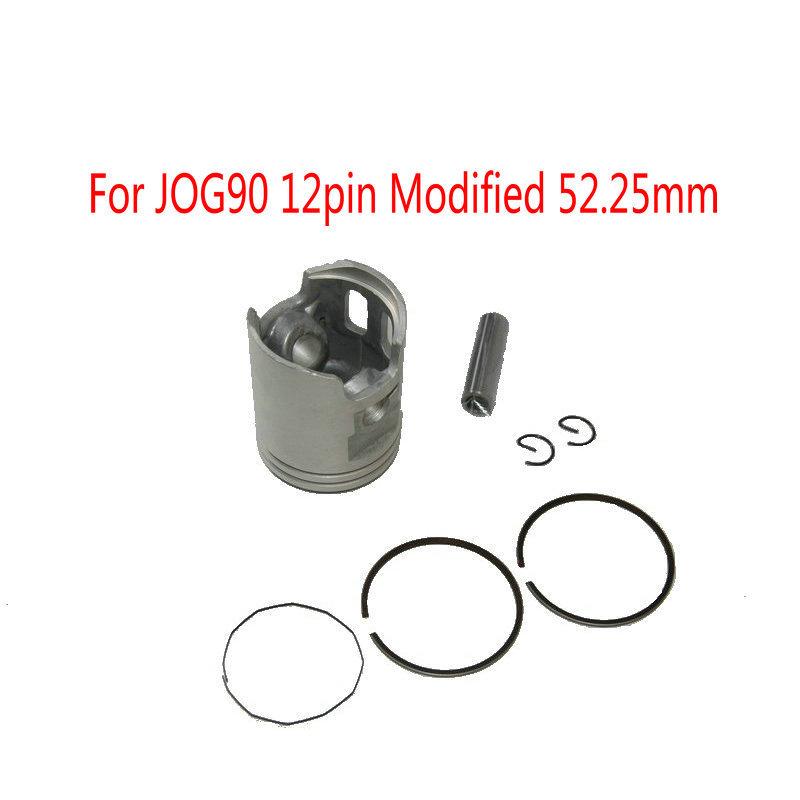 Motorcycle JOG90 Modified Piston Set Rings 52mm 0.25/0.5/0.75mm (12mm Pin) For Yamaha 90cc 2 Stroke Scooter Monarelli JOG90 4DM