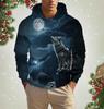 Men's Hooded Fashion Animal Wolf 3D Print Hoodies Top New Autumn Fashion Casual Long Sleeved Pullover Oversized Sweatshirts