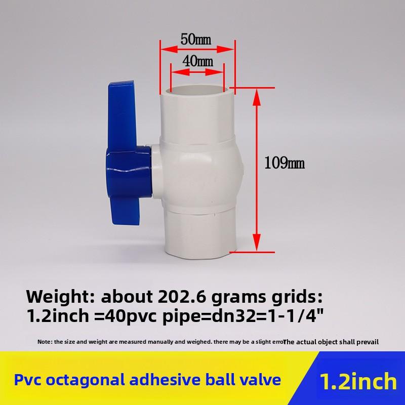 1Pc ID 20/25/32/40mm Ball Valve Grey PVC Material Garden Water Pipe Fittings Valve Switch Connection Adapter