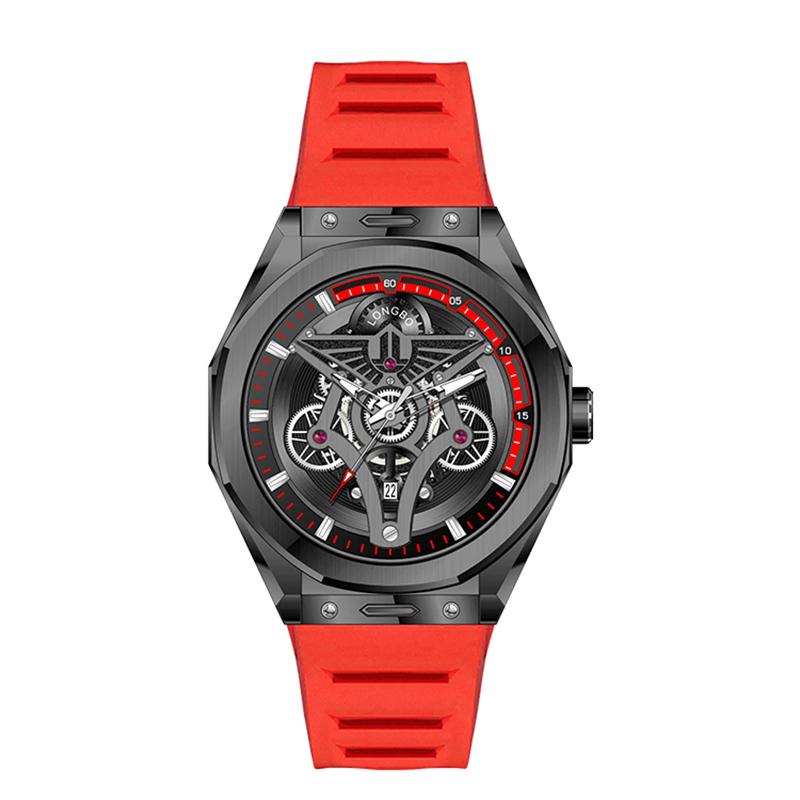 

New Fashionable Trendy Men s Watche Luminous Calendar Function Silicone Strap Waterproof Men s Quartz Watch relojes para hombres красный