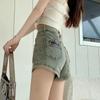Women's High-Waisted Ripped Denim Shorts, Summer 2026 Slimming American Hong Kong Style