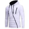 New Style Asymmetrical Zipper Slim-Fit Hooded Men's Sweatshirt Jacket W01