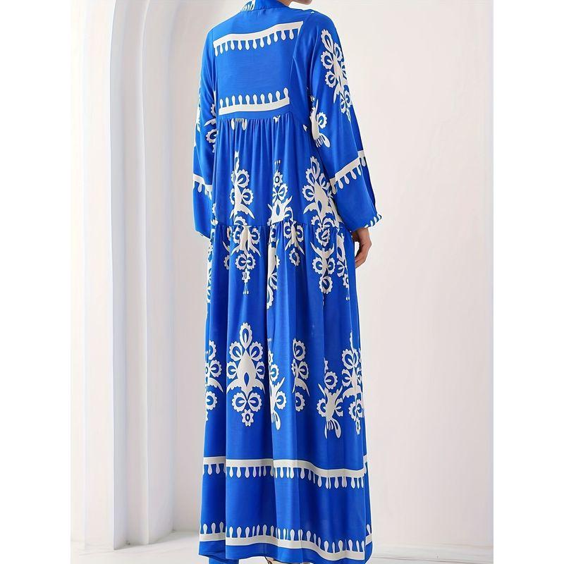 Middle East Robe Women Clothes New Fashion Casual Print Loose Dress Printed Loose Dress