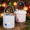 Ostern Aufbewahrungstasche Niedlicher Hasen-Eimer mit langen Ohren und Schwanz Handlich Weicher Stoff Süßigkeitenhalter für Feiertagspartys Picknicks Geschenkdekoration