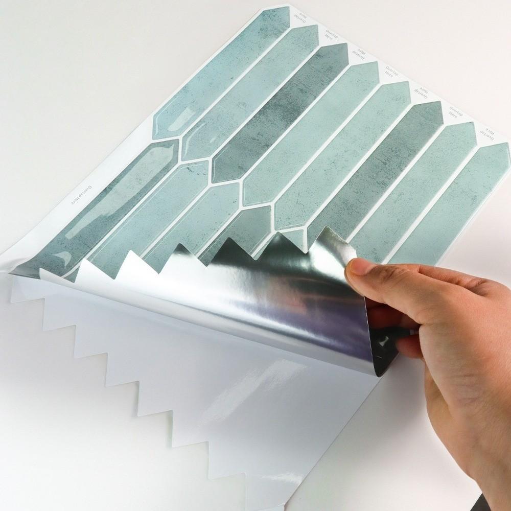 1 st Interiördekor Lång Sexkant 3D Väggpaneler Självhäftande Geometriska Stänkskyddsplattor 28,95x22,86 cm 3D Dekorativa Plattor