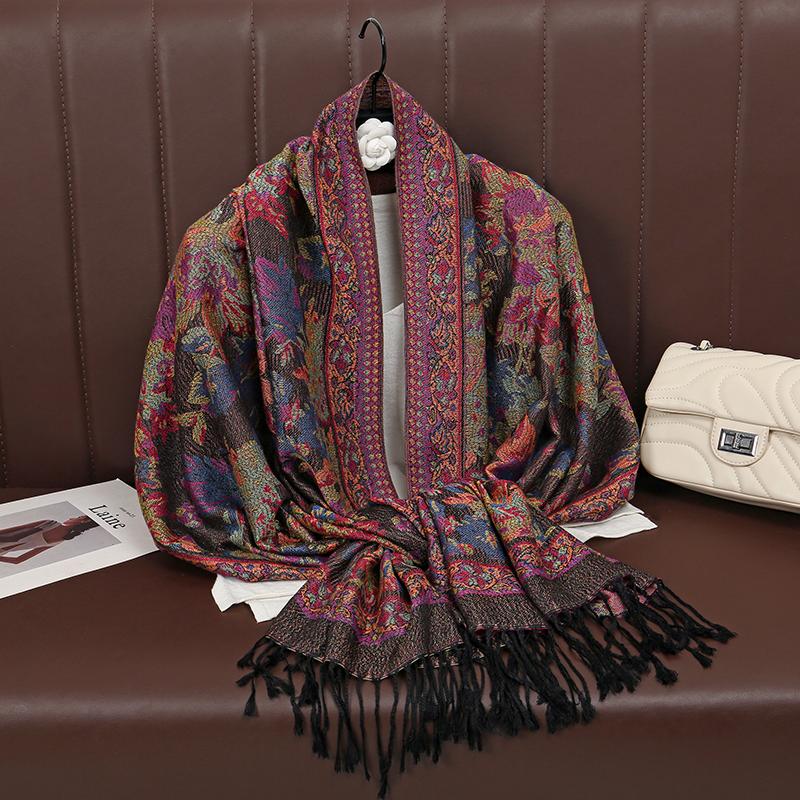 70x175cm Femmes Paisley Echarpe Cachemire Sentiment Pashmina Chales Gland Hijab Bandeau Femme Hiver Foulards Foulard