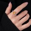 Oval Yellow Zircon Retro Open Ring for Women – Exquisite High-End Jewelry
