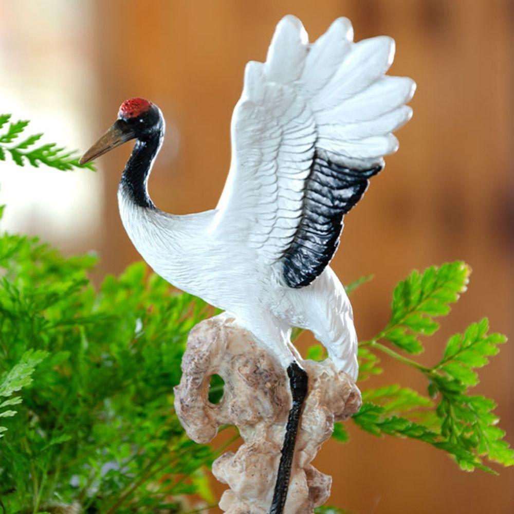 TV Cabinet Ornament Kawaii Fairy Crane Sculpture Cartoon Mini Crane Resin Ornament Durable Modern Fairy Crane Figurine Christmas