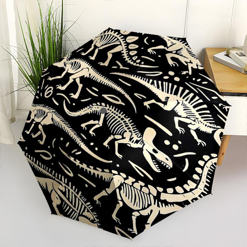 

1pc Dinosaur Skeleton Tapestry Automatic Folding Practical Umbrella - 3 Folding Design, Vivid Cartoon Pattern, Suitable for Outdoor Activities, A Gift