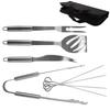 Set of Steel Grill Tools In a Case, 9 Pieces.