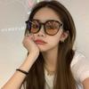 Concave Shape Ins Street Shooting Fashion Brown Sunglasses Women's Versatile Models Show Face Small Sunglasses Square