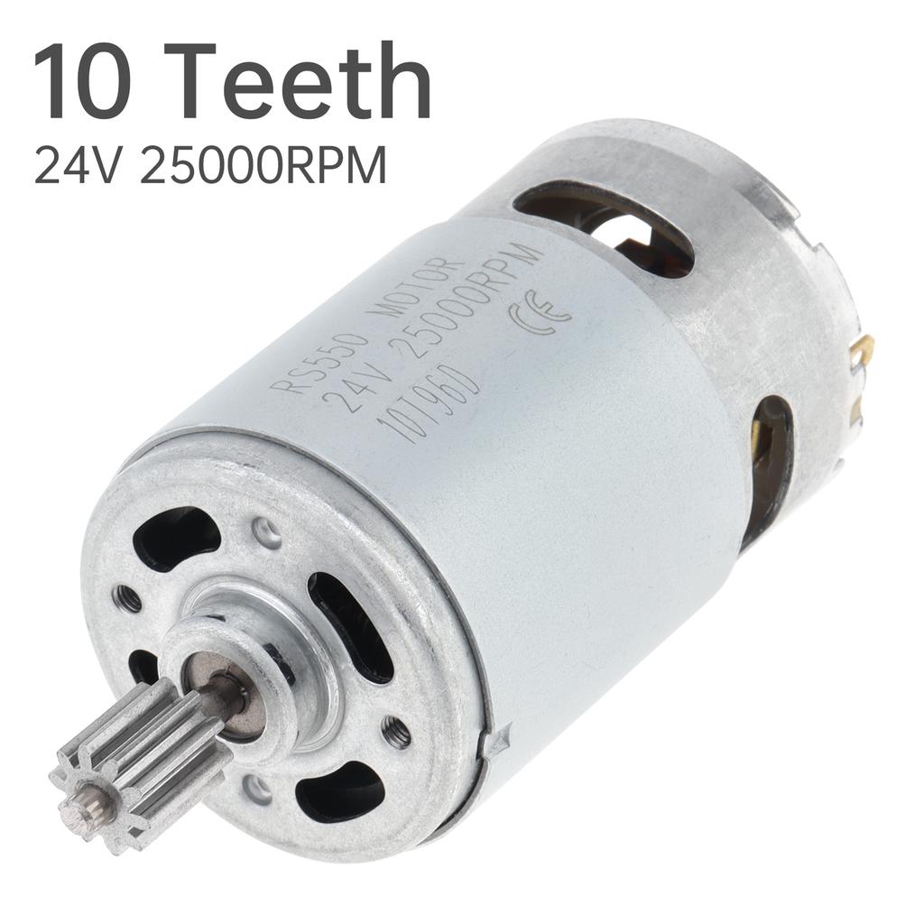RS550 24V 25000RPM Høyhastighets DC-motor 10 tenner gir 10x13mm Elektrisk kjøretøy oppgradering erstatning