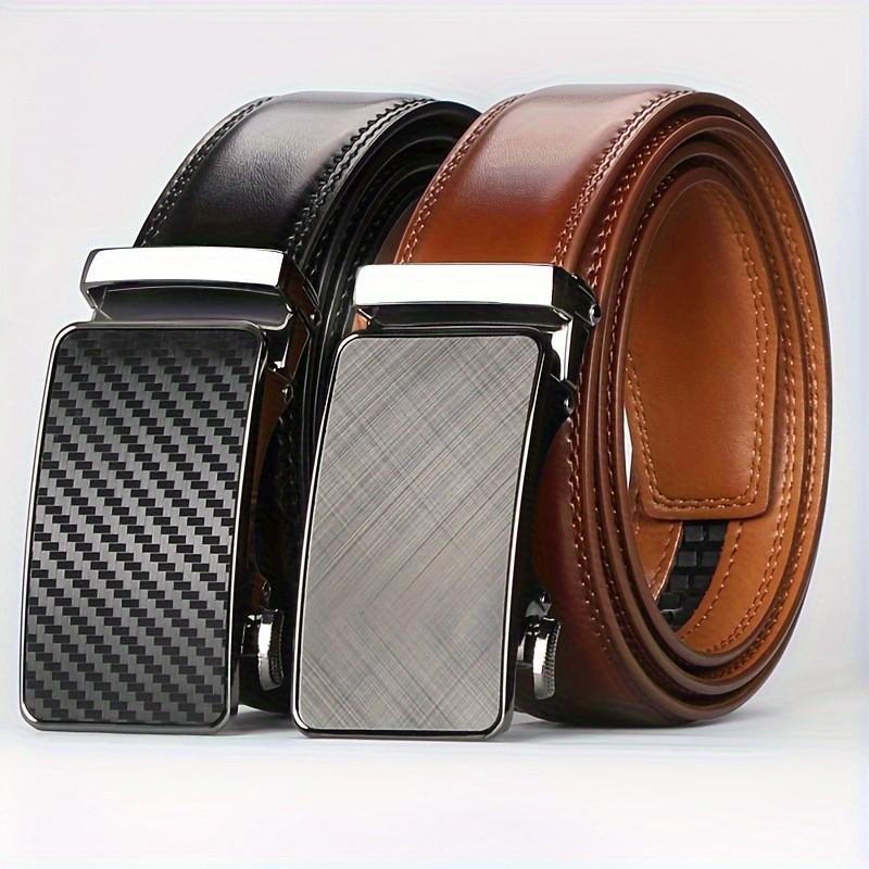 Men's Two-Layer Cowhide Leather Belt with Automatic Buckle - Versatile Business Style