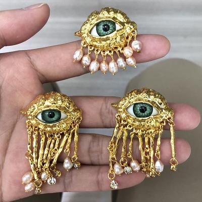 Kobiety Vintage Eyes of Demon Kolczyki Pierścień Przesadzone Modne Kolczyki Styl Imitacja Perły Dziewczyny Delikatne Frędzle Biżuteria