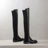 Krazing Pot Flock Microfiber Autumn Winter Shoes Thick Heels Size 43 Long Boots Black Brown Stretch Over-the-knee Boots