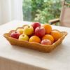 Plastic Hand Woven Storage Basket Large Capacity Fruit Plate Retro Bread Storage Tray  Picnic