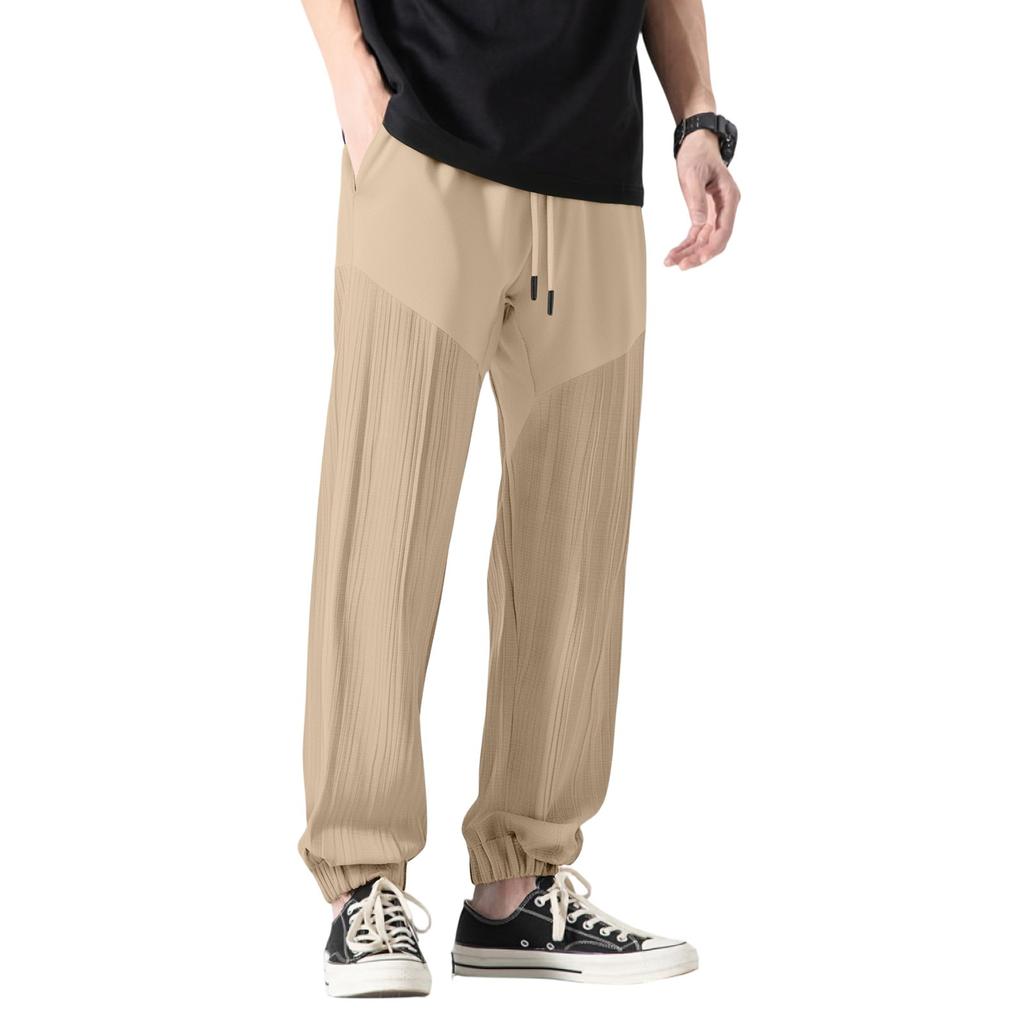 Men's Long Pants, Elastic Waist Drawstring, Lightweight, Slim Fit, With Pockets, Comfortable And Breathable Linen Long Pants