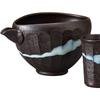 Sake Tokkuri and Ochoko x x 8cm Black Mino Cold Sake Set Ale-net Set, (Sake Cup) Set, Approx. 11.5 9.5 (H), 280ml, Ceramic, Ware,