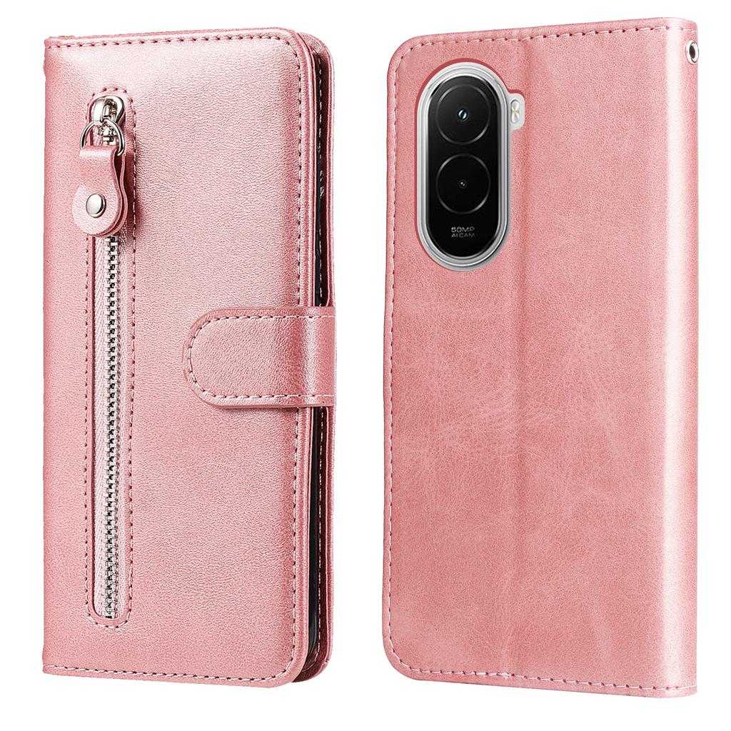 For Xiaomi Poco M7 4G (169mm) PU Leather Cases with Zipper Pocket Wallet Phone Cover Stand