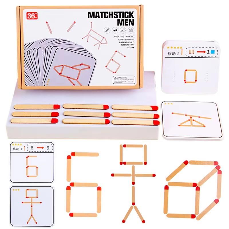 

Montessori Matches Puzzles Game Wooden Toys DIY Math Geometry Board Game Gift Logic Focus Training Educational Toys For Children