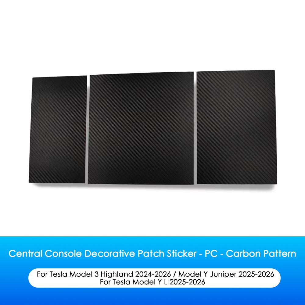 Heenvn For Tesla Model 3 Highland Model Y Juniper Model YL 2026 Center Console Panel PC Decor Cover Adhesive Trims Car Interior