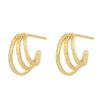 Banyan Tree S925 Silver Korean Trend Three-Layer C-Shaped Earrings - Simple, Elegant Style for Women