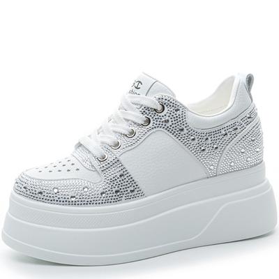 Sieviešu Rhinestone Patchwork Kurpes Glitter Four Seasons Trend Version Mode Ikdienas apavi Biezas zoles apavi Plakanas kurpes