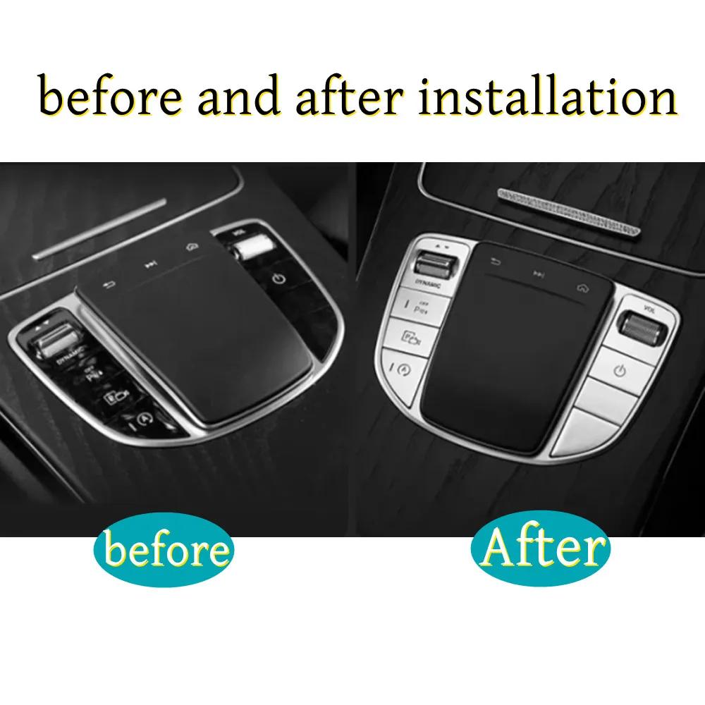 For Mercedes Benz C E V Class GLC 2015-21 Center Console Gear Shift Multimedia Mouse Switch Buttons Covers Stickers Accessories