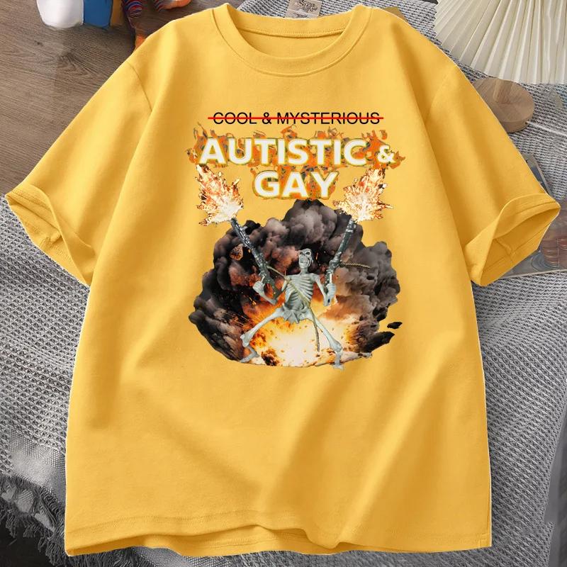 Tricou unisex cu explozie cu schelet autist și gay tricou cu schelet cu schelete dezarticulate cu autism Meme Tricou cu mânecă scurtă Tricouri grafice Streetwear